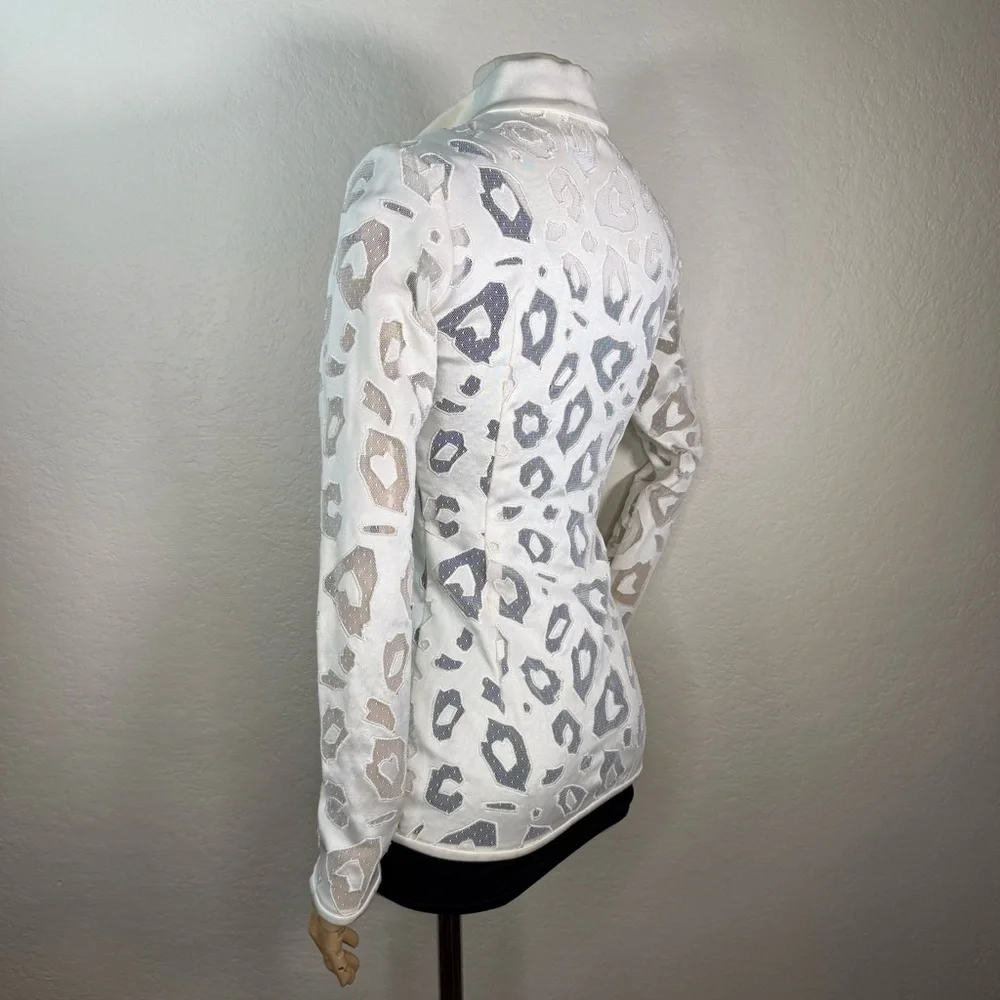 NWOT Anthony Vaccarello Semi Sheer Plumetis Animal Print France Zip Jacket XS
